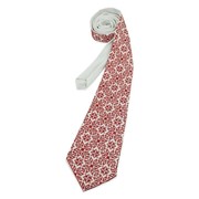 Белый галстук с бордовой буковинской вышивкой