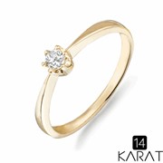 Золотое кольцо с бриллиантом 0,10 карат (Код: 14902) фото