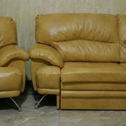 Кожаный раскладной диван и кресло комплект новый,из Германии фото