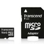 Карта памяти Transcend MicroSDHC 16GB (Class 10) + SD адаптер (TS16GUSDHC10) фото