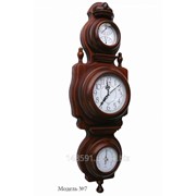 Часы настенные в деревянном корпусе с барометром и термометром модель №7