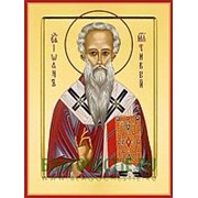 Храм Покрова Богородицы Иоанн Милостливый, Патриарх Александрийский, святитель, икона на сусальном золоте (дерево 2 см с ковчегом) Высота иконы 10 см фото