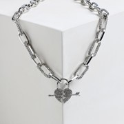Кулон 'Цепь' с разбитым сердцем, цвет белый в серебре, 45 см фотография