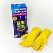Перчатки резиновые хозяйственные, Перчатки резиновые с хлопковым напылением, Размеры S,M,L,XL фотография