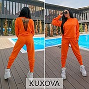 Оригинальный спортивный костюм женский оранжевый с вырезом на спине (4 цвета) ТК/-63118 фото