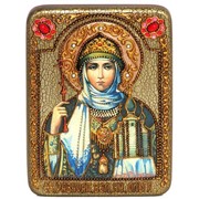 Подарочная икона Святая Равноапостольная княгиня Ольга на мореном дубе фото