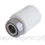 Муфта полипропиленовая комбинированная Aqualink 20х3/4, с накидной гайкой фото