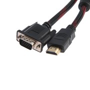 Кабель-переходник видео LuazON, HDMI - VGA, 1.5 м, с ферритовыми кольцами, чёрный фотография
