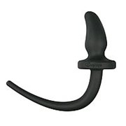 Черная анальная пробка Dog Tail Plug с хвостом фотография