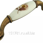 Ручка-скоба 96мм Firmax, металл+керамика Полевой цветок, бронза