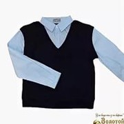 Рубашка для мальчика для школы с жилеткой (имитация) (Размер одежды: L (рост 125-135 см)) фото