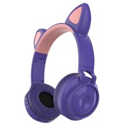 Беспроводные Bluetooth наушники со светящимися кошачьими ушками Cat Ear ZW-028 (Фиолетовый) фотография