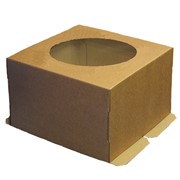 Коробка для торта от 1 до 3 кг с окном 300*300*190 мм, крафт фото