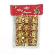Золотые колокольчики с красным бантиком Merry Christmas, 12 шт фотография