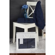 Подарочный набор полотенец для ванной Karna REBEKA 50х90, 70х140 хлопковая махра синий фото