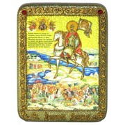 Подарочная икона Святой Благоверный Князь Димитрий Донской на мореном дубе 15*20см фото