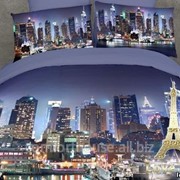 Постельное белье love you сатин 3d -большой город двуспальный евро фотография