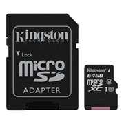 Карта Памяти micro SDXC 64Gb Kingston Canvas Select UHS-I + ADP (80/10 Mb/s) фото