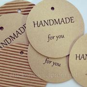 Декоративные бирки для подарков “Handmade for you“ фото