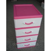 Комод пластиковый Стиль мини розовый (4 ящика) фото