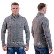 Мужской теплый шерстяной свитер с шалью модель 64 фото