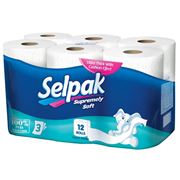 Туалетная бумага ТМ Selpak упаковка 12шт белая 2-х слойная (Код: 27111)