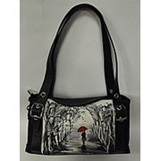 Сумка женская кожаная сумка с “Аллея и девушка“ фотография