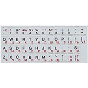 Наклейка-шрифт русский-латинский на серой подложке на клавиатуру