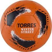 Мяч футбольный TORRES Winter Street арт.F020285, р.5, 32 пан, рез, 4 подкл. слоя, руч. сшив,оранж-чер фотография