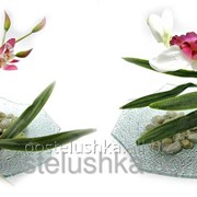 Цветок орхидеи на стеклянной подставке xm 18.16.17 d-18,5 см фото