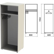 Шкаф (каркас) для одежды “Этюд“, 800х600х1942 мм, серый, 400002-03 фото