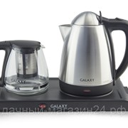 Набор чайник+заварник с подогревом GALAXY 1,8л диск металл, 0,88л стекло GL-0404