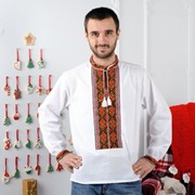 Сорочка мужская из домотканого полотна ручной работы фото