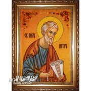 Именная Икона Апостол Петр, янтарь, цена. Код товара: Оар-162