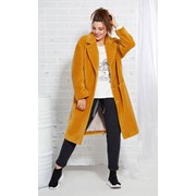 Стильное длинное желтое ворсовое пальто A 1009 р. 44-54 фото