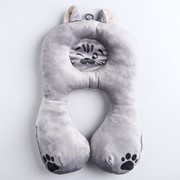 Подушка дорожная детская - Котёнок, ортопедическая, цвет серый фото