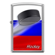 Зажигалка Zippo Российский хоккей, латунь/сталь с покрытием Brushed Chrome, серебристая, 36x12x56 мм фото