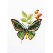 Набор для вышивания крестиком RTO EH363 “Веточка шиповника и бабочка“ 9см.*8,5см. фотография