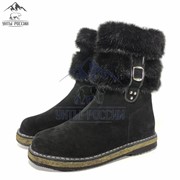 Унты женские натуральные короткие черные с замком, войлочная подошва фото