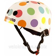 Шлем детский Kiddi Moto размер S 48-53см, белый в цветной горошек HEL-34-65 фотография