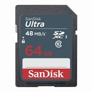 Карта памяти SDXC, 64 GB, SANDISK Ultra, UHS-I U1, 48 Мб/сек. (class 10), DUNB-064G-GN3IN фото