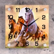 Часы настенные, серия: Животный мир, “Кони“, 25х25 см, микс фотография
