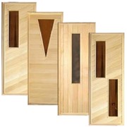 Двери деревянные из липы со стеклянными вставками