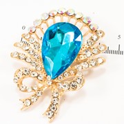 Брошь ''Крупный камень'' с цветными мелкими камнями и стразами,( 5 см) 222093(20) фото