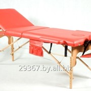 Складной 3-х секционный деревянный массажный стол BodyFit, красный фото