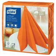 Салфетки бумажные нетканые сервировочные TORK LinStyle Premium, 39х39 см, 50 шт., оранжевые, 478851