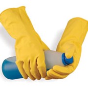 Прочные перчатки из 100% латекса для работы с кислотами, щелочами, растворителями и спиртами фото