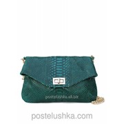Кожаная сумка-клатч poolparty-green-snake-clutch POOLPARTY