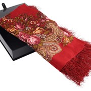 Павловопосадский платок, красный фото