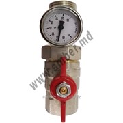 Шаровой кран с термометром 1/2“ красный рычяг (17410200008) фотография